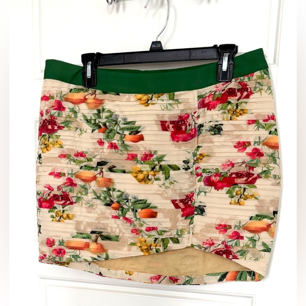 Rococo Sand Floral Skirt with Green and Red Accents - Picture 7 of 9
